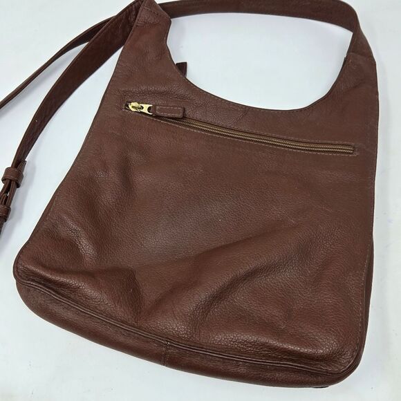 JP Ourse & Cie Brown Pebble Leather Traveler Crossbody Bag Purse Hidden Wallet - Picture 4 of 11